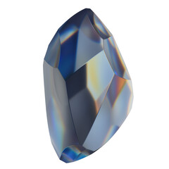 Abstract Multicolored Faceted Crystal Render on White Background