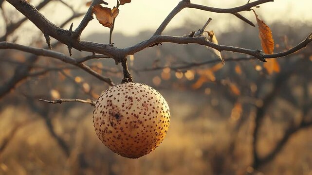 wood apple on branch in madhya pradesh video
