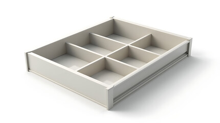 Rectangular drawer tray with compartments for office supplies isolated  