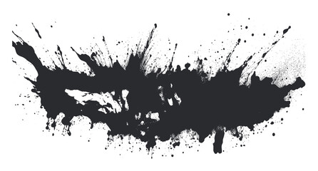 Fototapeta premium Abstract Black Ink Splatter Texture Isolated on White Background Vector Art 
