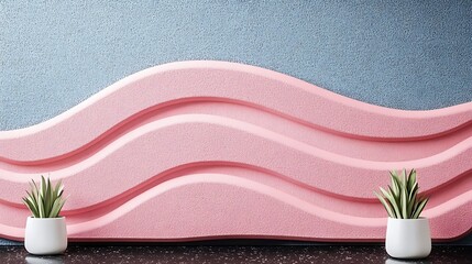 Textured Pastel Wall with Curved Swirl Pattern