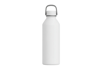 White water bottle with handle, mockup style isolated on white isolated on a transparent background in PNG format