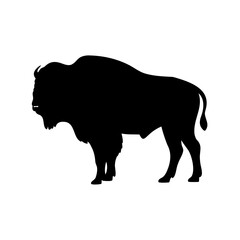 Buffalo silhouette vector, Bison buffalo black silhouette
