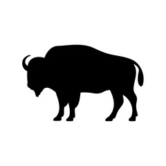 Buffalo silhouette vector, Bison buffalo black silhouette