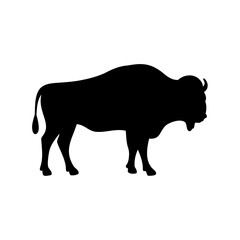 Buffalo silhouette vector, Bison buffalo black silhouette