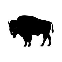 Buffalo silhouette vector, Bison buffalo black silhouette
