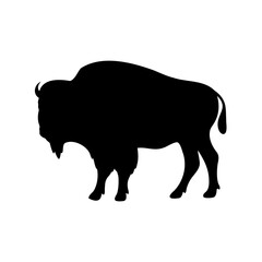 Buffalo silhouette vector, Bison buffalo black silhouette