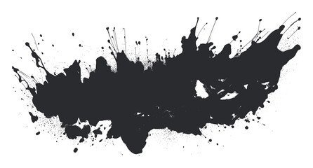 Abstract Black Ink Splatter Texture Isolated on White Background Vector Art
