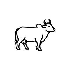 Fototapeta premium A simple line drawing of a zebu cow, standing in profile.