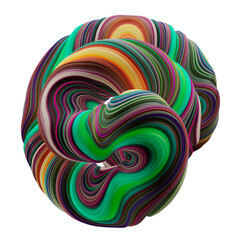 Abstract Swirled Torus With Vibrant Reds and Greens