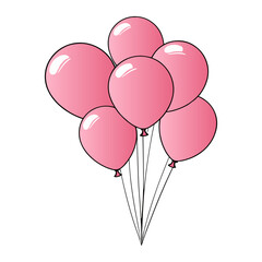 Colorful Hand Drawn Balloon Bundle Illustration with Simple Flat Style