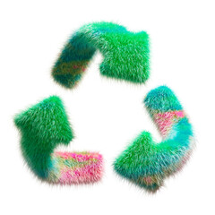 Furry Colorful Recycling Symbol on White Background
