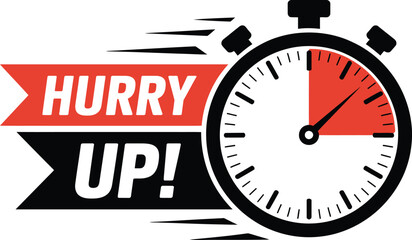 Dynamic Hurry Up Icon with Stopwatch Symbolizing Urgency and Time Pressure for Sales and Promotions to Drive Immediate Action