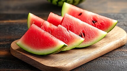 Sliced Watermelon on Rustic Wooden Board