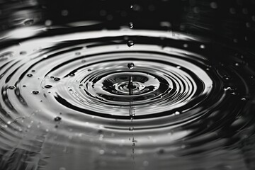 Water droplet creates concentric circles reflecting light in a mesmerizing pattern