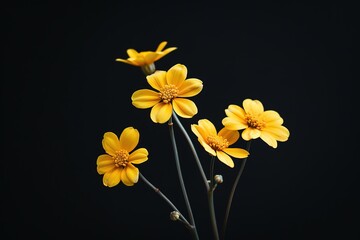 Yellow flowers dark background minimalist