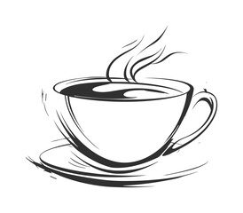 Simple Coffee Cup Line Art – Hot Beverage Outline Drawing