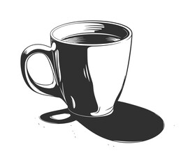 Simple Coffee Cup Line Art – Hot Beverage Outline Drawing