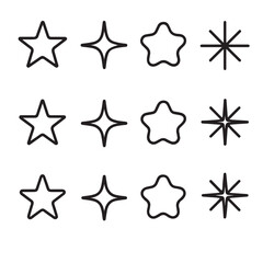 Fototapeta premium Set of line art stars 