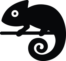 Silhouette chameleon resting on branch reptile wild animal Vector Illustration