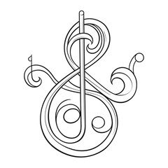 Fototapeta premium Decorative Treble Clef Design – Elegant Musical Symbol Vector Illustration