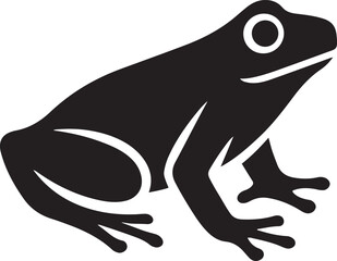 Frog silhouette simple design black and white, Minimalist frog drawing for vector use