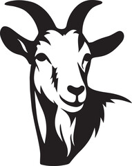 Goat head silhouette stylish black and white, Farm animal profile clean design