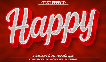 Happy Vector Text Effect Editable Alphabet Super Cartoon Comic