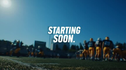 Football Team Warm-Up Before Game - Anticipation Builds with Player Movements and Still Camera, Starting Soon Scene