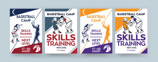 Basketball Camp Flyer Template Set – Skills Training Event Poster Design