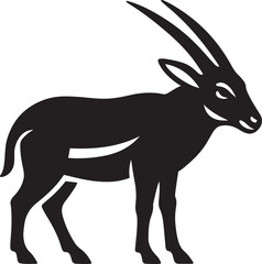 Oryx antelope silhouette elegant black design, Wild animal profile for nature themes