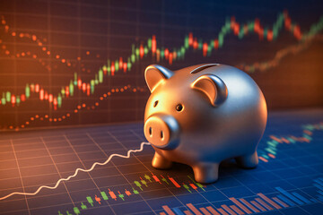 Silver Piggy Bank with Market Insight