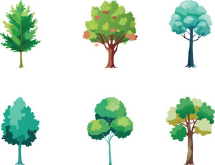 Flat Style Tree Icon Collection For Eco Nature Design Forest Illustration And Green Projects
