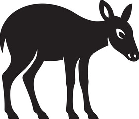 Young deer silhouette black and white sketch, Forest animal minimal line design
