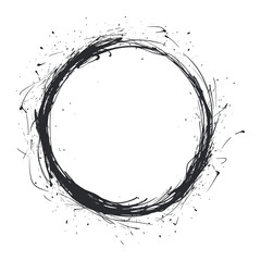 Hand Drawn Grunge Circle Frame – Ink Brush Stroke Round Border Vector