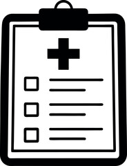 Fototapeta premium Medical clipboard with checklist silhouette vector illustration