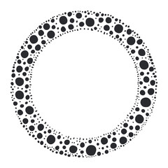 Dotted Circle Frame Vector – Abstract Round Border with Black Dots