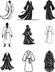 Robe Silhouette Line Art | Black & White Vector Icon