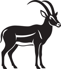 Springbok antelope silhouette black and white, Graceful wildlife vector art