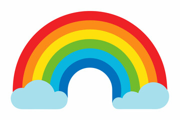 rainbow and clouds vector illustration, 