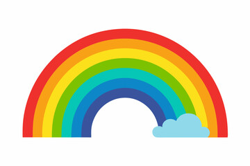 rainbow and clouds vector illustration, 