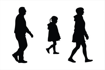 Happy Family Silhouettes Holding Hands - Diverse Parents & Children