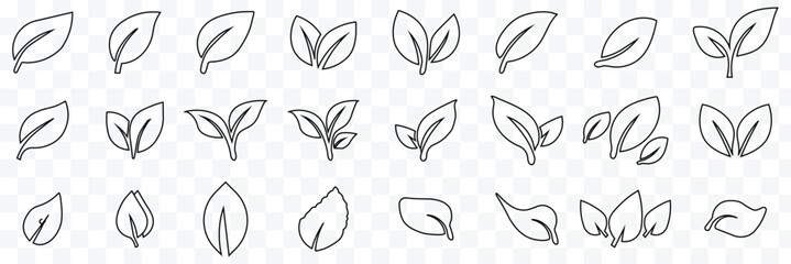 black leaf icons set vector stroke eps 10