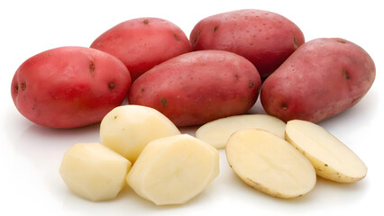 red potatoes on a white background