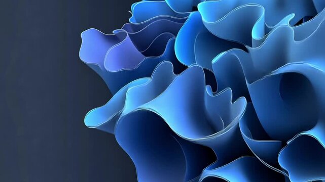 Abstract Blue Waves and Curves on a Smooth Background for Modern Digital Design and Creative Projects