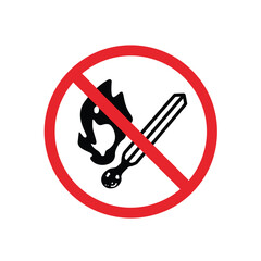 A sign that you cannot light a match. Round label on white background