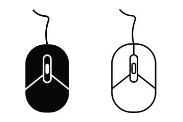Computer mouse vector icon design. Silhouette of computer mouse symbol and sign on white background. Electronic device, mouse vector illustration.