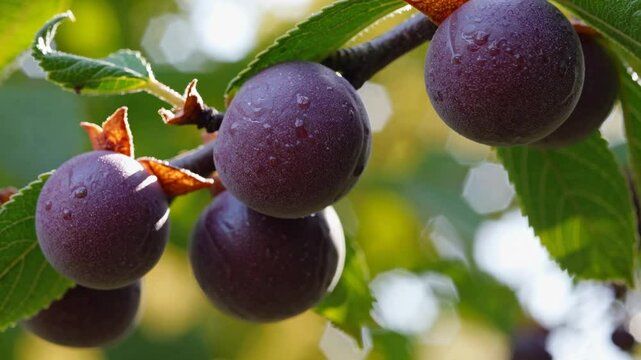 Juicy Serviceberries Close-Up on Sunlit Branch