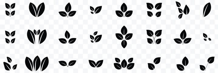 Fototapeta premium Set of blacks leaf icons. Black color. Leaves black color icon logo. Ecology. Vector illustration. eps 10