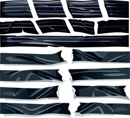 Torn fragments of black adhesive tape